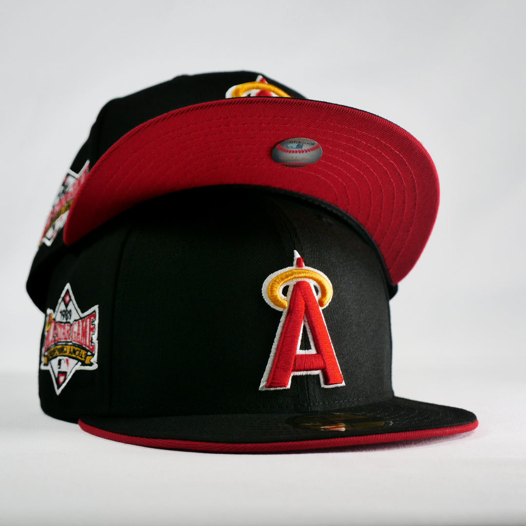 New Era 5950 Men Boy Hat Los Angeles Angels Of Anaheim Black Flawless Cap  Size 7