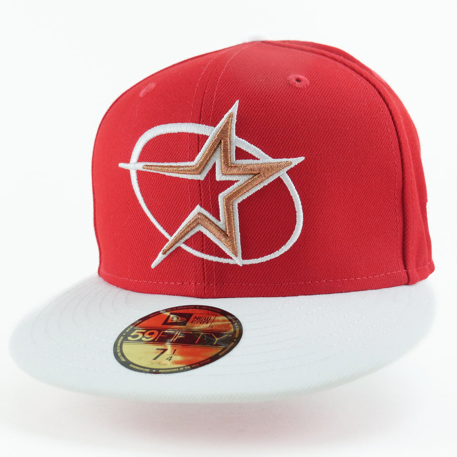 New Era 5950 Fitted Custom Exclusive Houston Astros Fire Red Copper Rush ( Astrodome ) New Era 5950 Fitted Custom Exclusive Houston Astros Fire Red Copper Rush ( Astrodome )