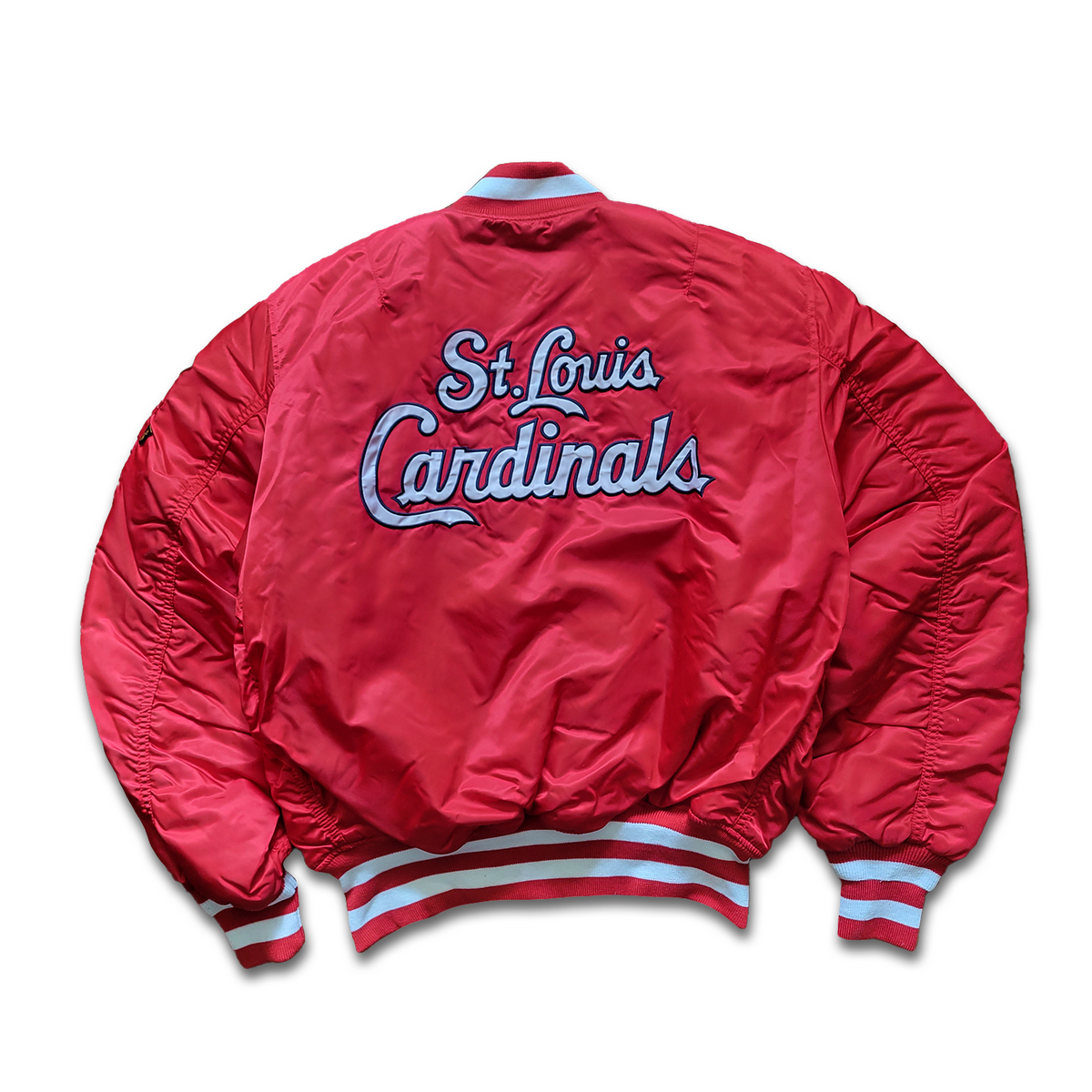 Exclusive Fitted Navy St. Louis Cardinals Alpha Industries x New Era Reversible MA-1 Bomber Jacket M