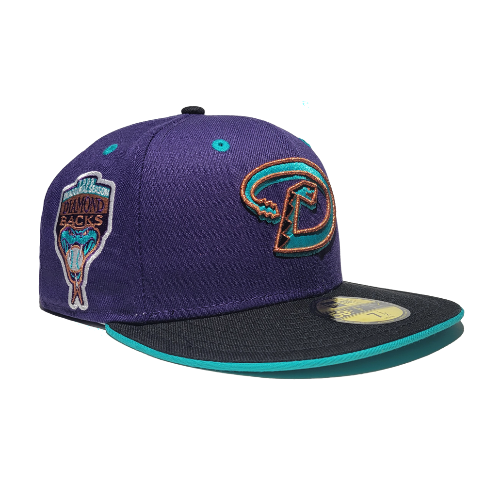 Tan Arizona Diamondbacks Brown Visor Sea Blue Bottom 1998 Inaugural Season Side Patch New Era 59FIFTY Fitted 73/8