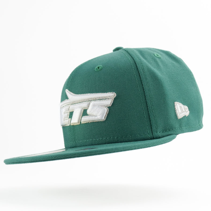 New Era Custom Exclusive Fitted New York Jets Green Metallic Silver Thread 50th Anniversary Patch