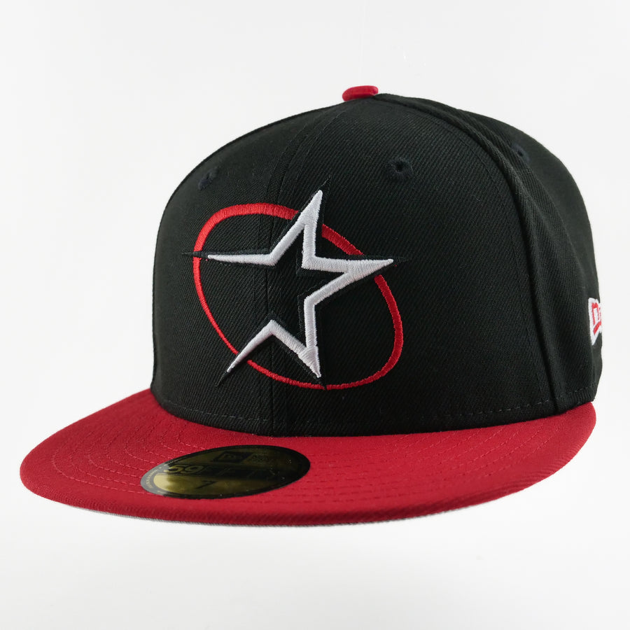 New Era Custom Exclusive Fitted Houston Astros (Black Fire Red) 35 Years Commemorative Patch