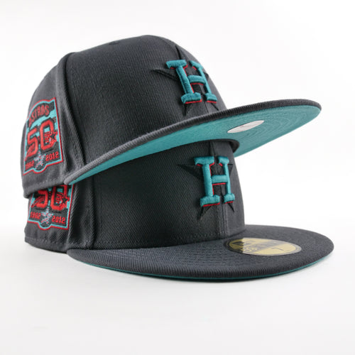 New Era Custom Exclusive Fitted Houston Astros Storm Gray Teal Buzz 50th Anniversary