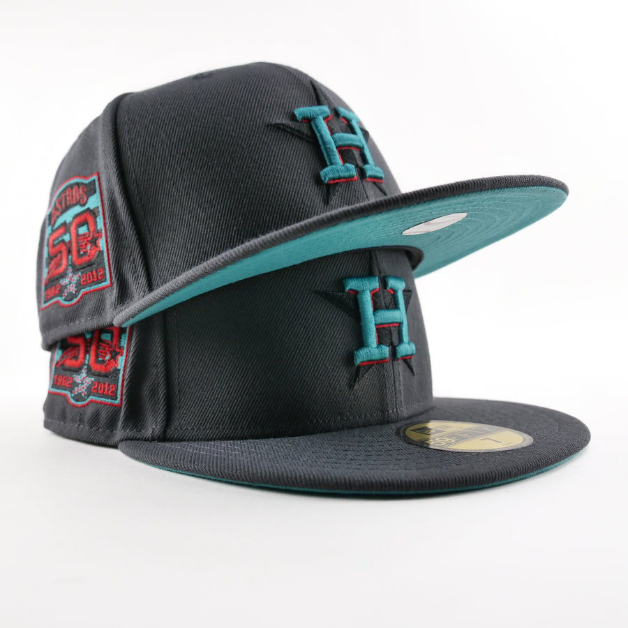 New Era Custom Exclusive Fitted Houston Astros Storm Gray Teal Buzz 50th Anniversary
