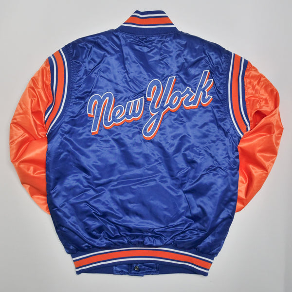 Starter Satin Custom Exclusive Jacket New York Mets Royal Orange White