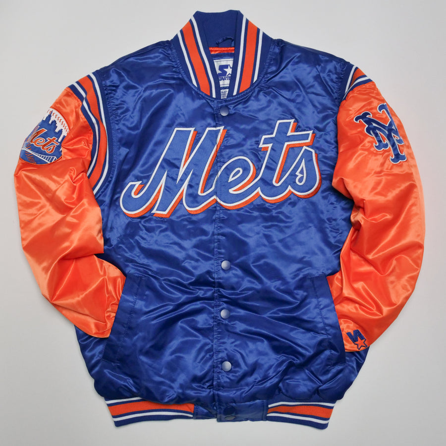 Starter Satin Custom Exclusive Jacket New York Mets Royal Orange White