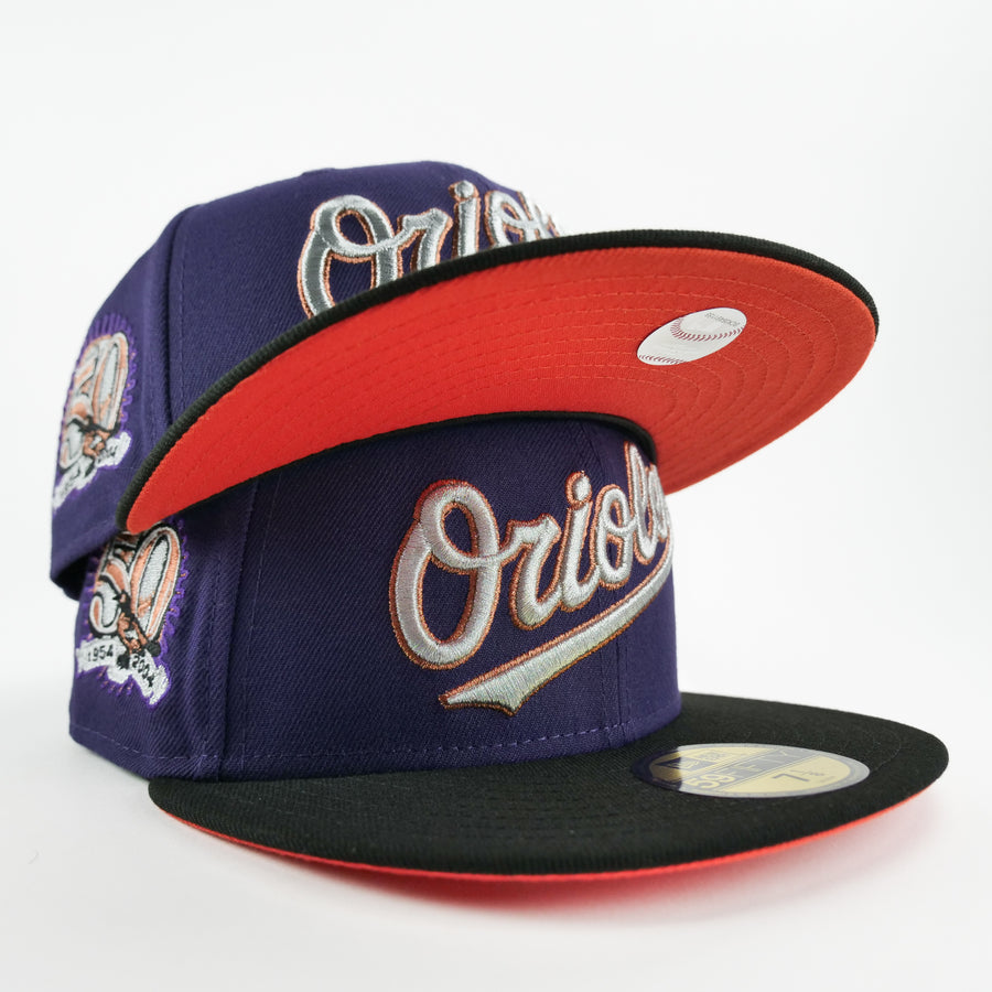 Shops New Era 59Fifty Baltimore Orioles Fitted Hat Size 7 1/2 Lava UV 50th Patch