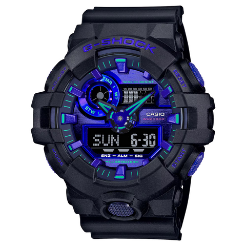 CASIO G-SHOCK (BLACK AQUA PURPLE) ANALOG-DIGITAL GA-700 SERIES