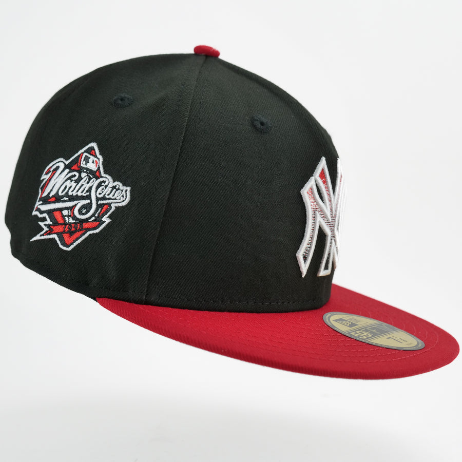 New Era New York Yankees Custom Exclusive Blend Fitted 5950 1998 WS Patch (Jordan Retro 3 Black Cement Color Inspired)