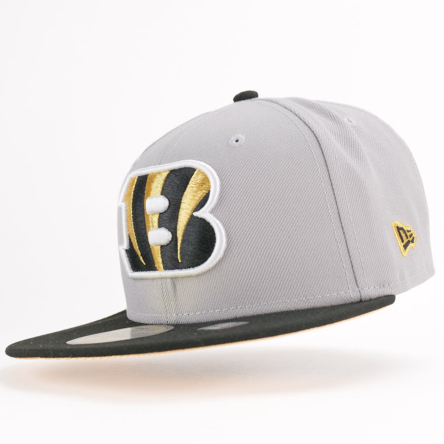 New Era Custom Exclusive Fitted NFL Cincinnati Bengals 50th Anniversary Patch (Jordan Retro 4 Platinum Gold Match )