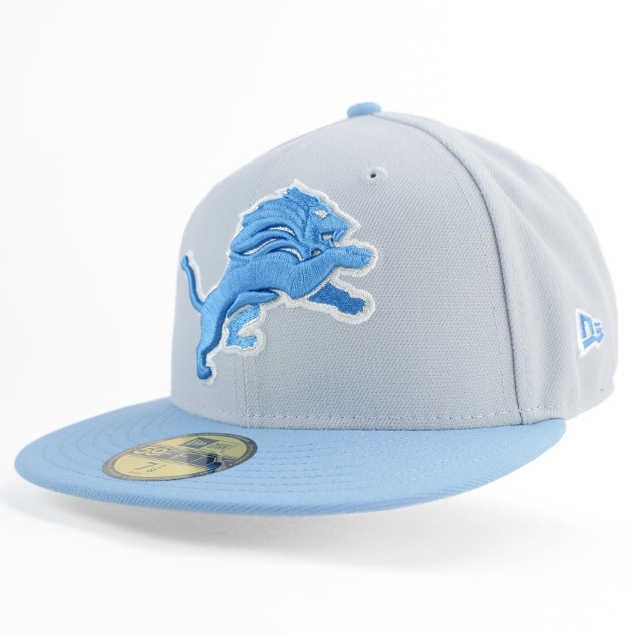New Era Custom Exclusive Fitted 5950 Detroit Lions Gray Metallic 75 Seasons commemorative patch