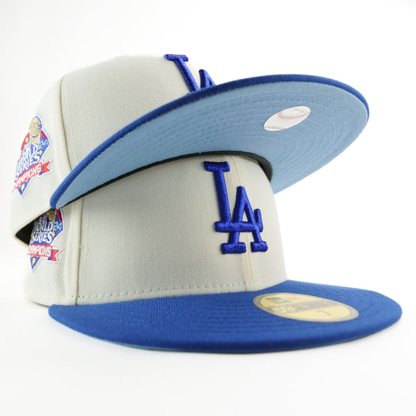 New Era Custom Exclusive Fitted 5950 Los Angeles Dodgers Blue Metallic /Gold 2024 World Series Champion Patch