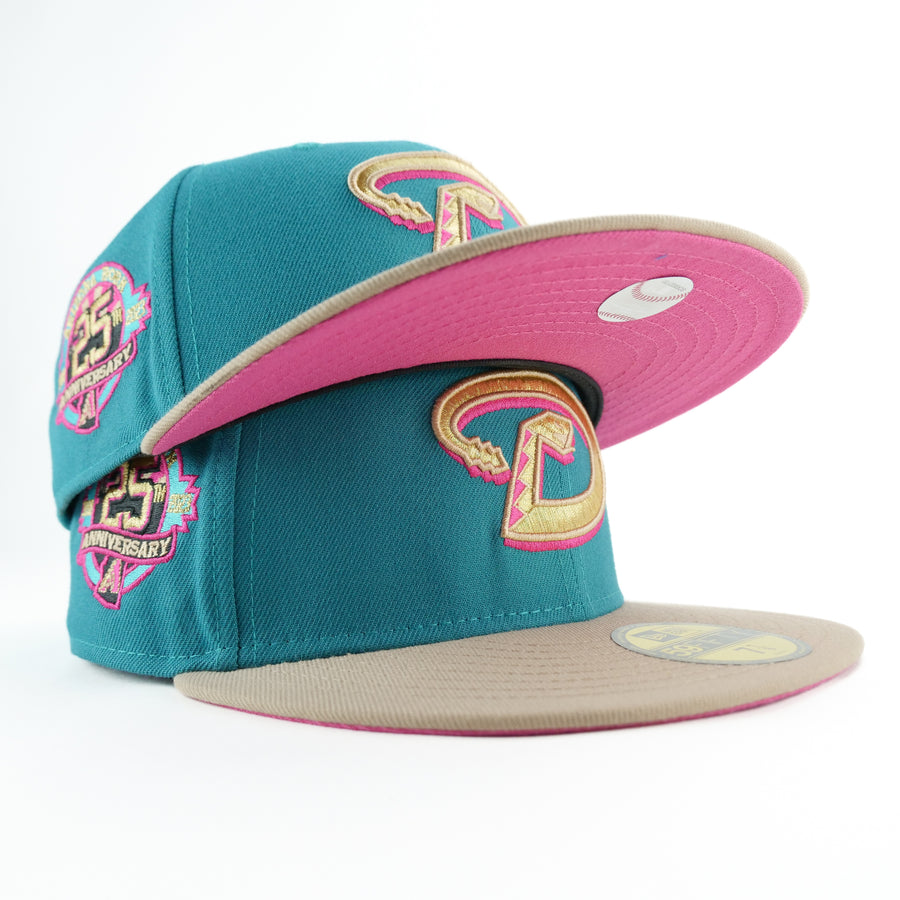 New Era Custom Exclusive 5950 Fitted Cap Arizona Diamondbacks (Teal Metallic Gold Rush) 25th Anniversary Patch