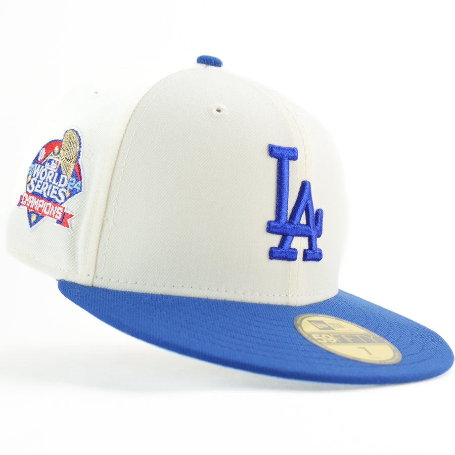 New Era Custom Exclusive Fitted 5950 Los Angeles Dodgers Blue Metallic /Gold 2024 World Series Champion Patch