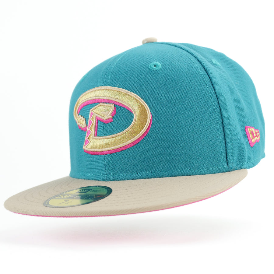 New Era Custom Exclusive 5950 Fitted Cap Arizona Diamondbacks (Teal Metallic Gold Rush) 25th Anniversary Patch