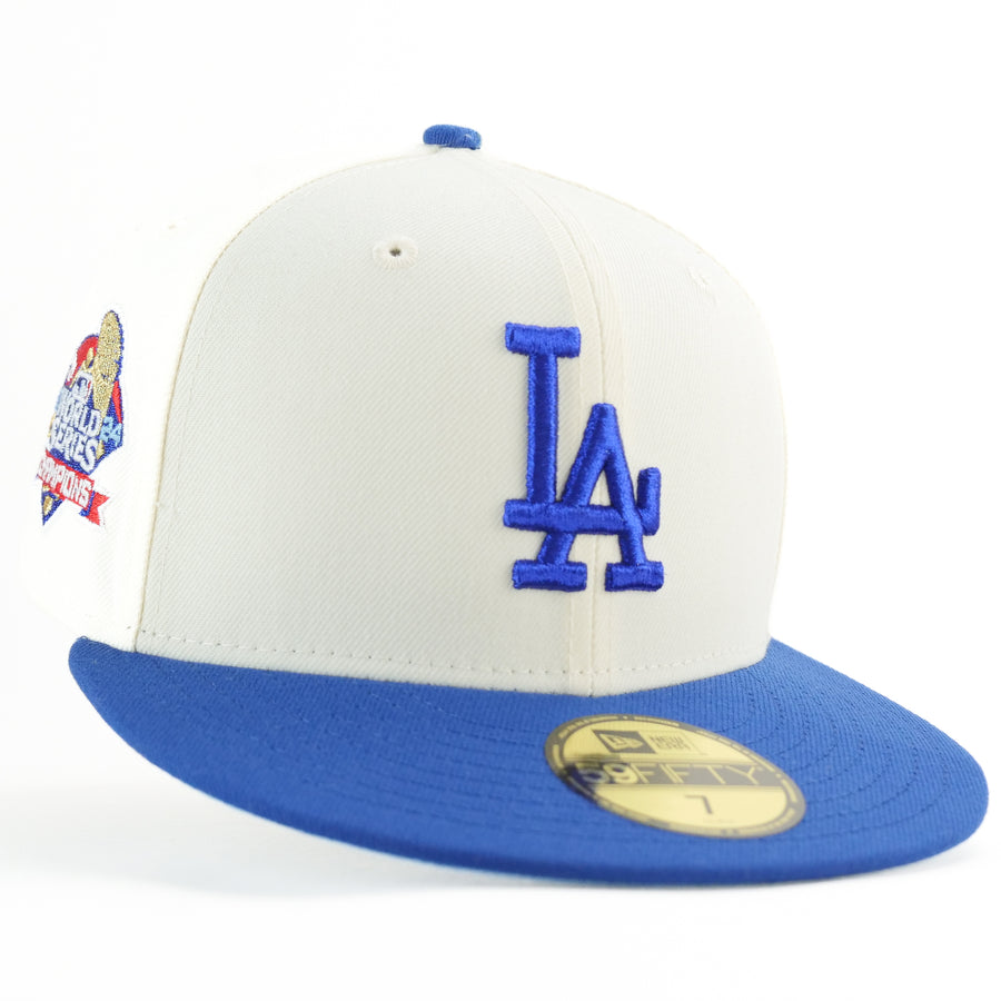 New Era Custom Exclusive Fitted 5950 Los Angeles Dodgers Blue Metallic /Gold 2024 World Series Champion Patch