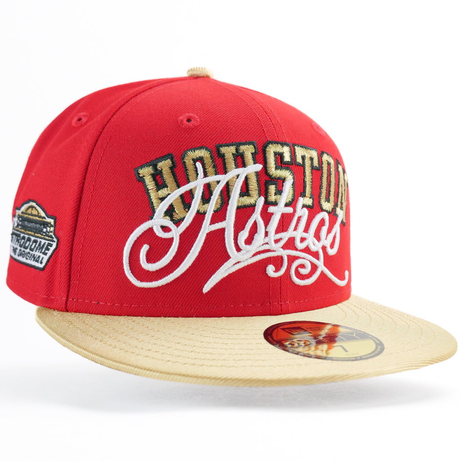 NewEra Custom Exclusive 5950 Fitted Houston Astros Script (Astrodome) Metallic Gold
