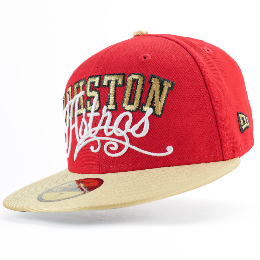 NewEra Custom Exclusive 5950 Fitted Houston Astros Script (Astrodome) Metallic Gold