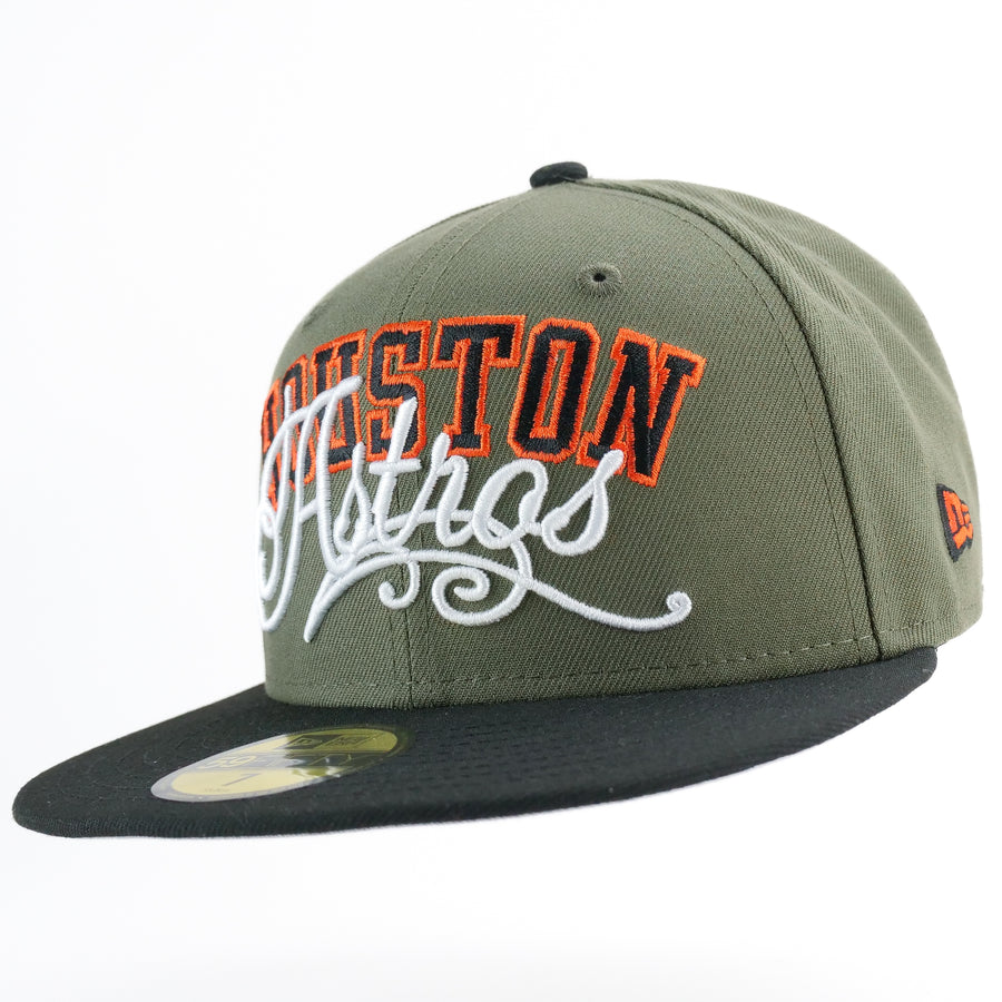 New Era Custom Exclusive 5950 Fitted Houston Astros Script (Astrodome) Olive