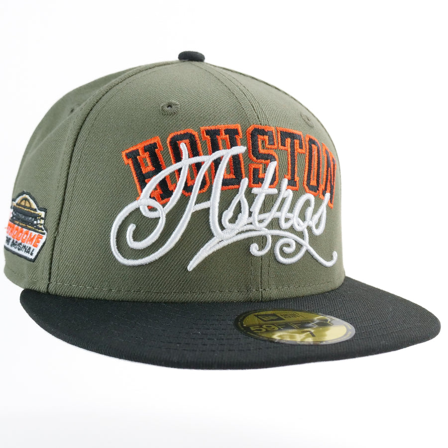 New Era Custom Exclusive 5950 Fitted Houston Astros Script (Astrodome) Olive