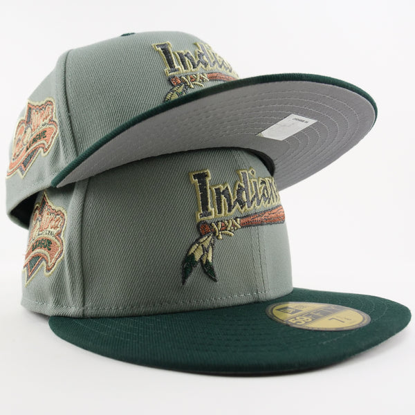 New Era 5950 Custom Fitted Indians Sage Green Metallic Pewter Gray Copper (Carolina League)