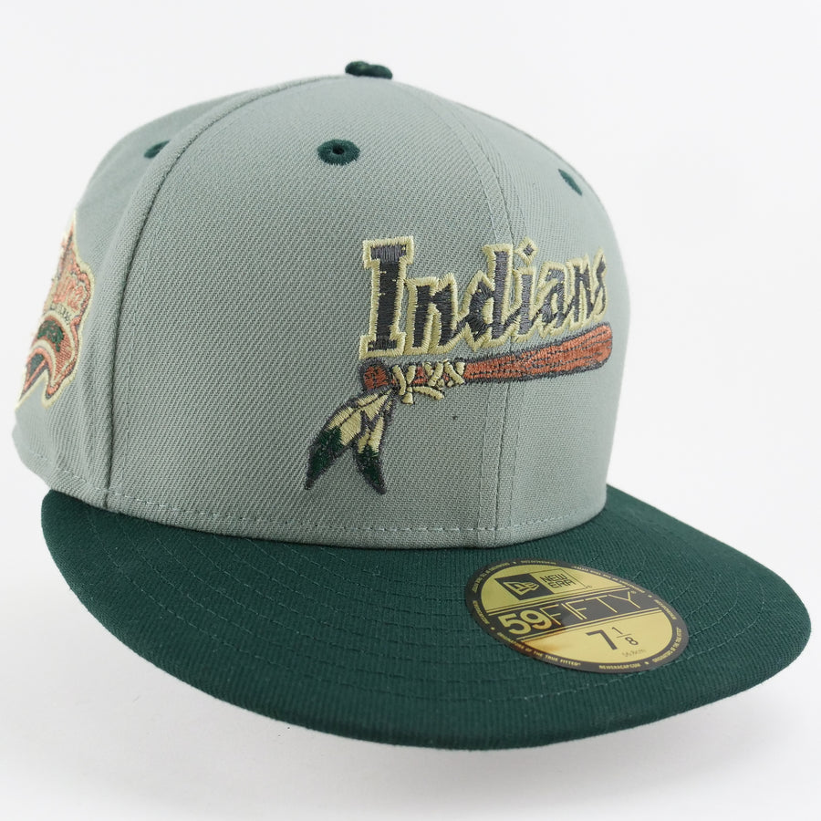 New Era 5950 Custom Fitted Indians Sage Green Metallic Pewter Gray Copper (Carolina League)