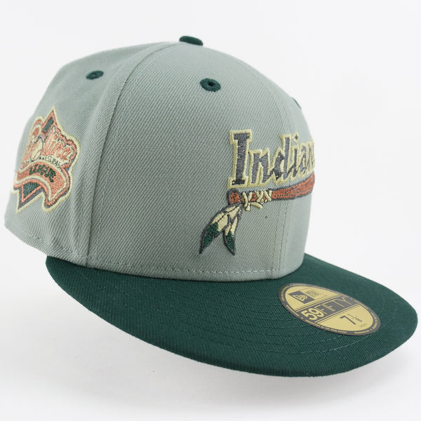 New Era 5950 Custom Fitted Indians Sage Green Metallic Pewter Gray Copper (Carolina League)
