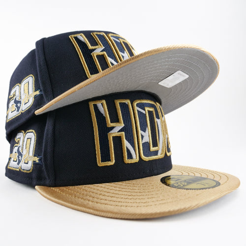 New Era Fitted Custom Exclusive Houston Texans 20th Anniversary Patch Navy Metallic Gold Rush