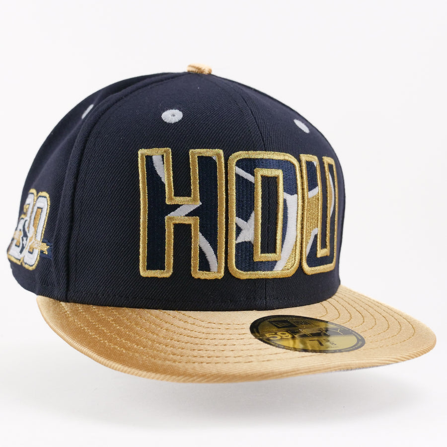 New Era Fitted Custom Exclusive Houston Texans 20th Anniversary Patch Navy Metallic Gold Rush