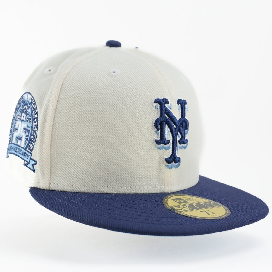 New Era Fitted Custom Exclusive New York Mets Navy University Blue Subway Series 25th Anniversary Patch