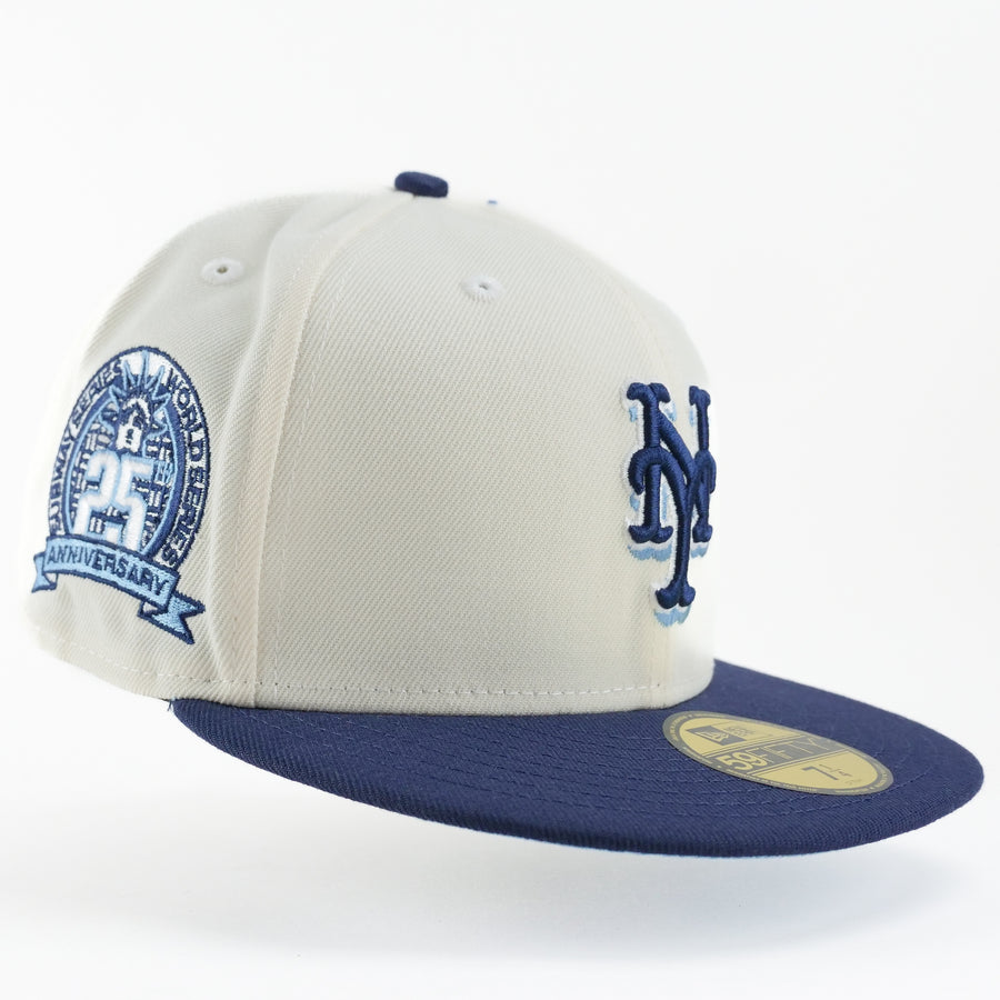 New Era Fitted Custom Exclusive New York Mets Navy University Blue Subway Series 25th Anniversary Patch
