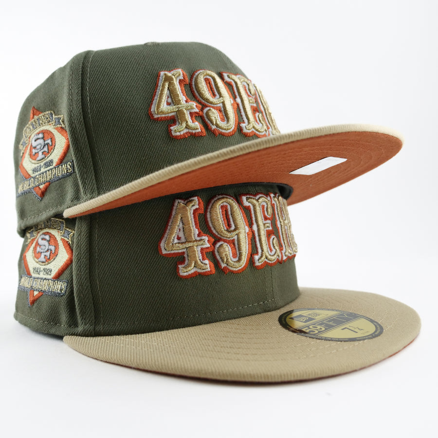 New Era Fitted Custom Exclusive San Francisco 49ers Olive Drab (Super Bowl Back 2 Back Champions 1988-1989)
