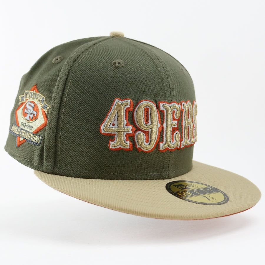 New Era Fitted Custom Exclusive San Francisco 49ers Olive Drab (Super Bowl Back 2 Back Champions 1988-1989)