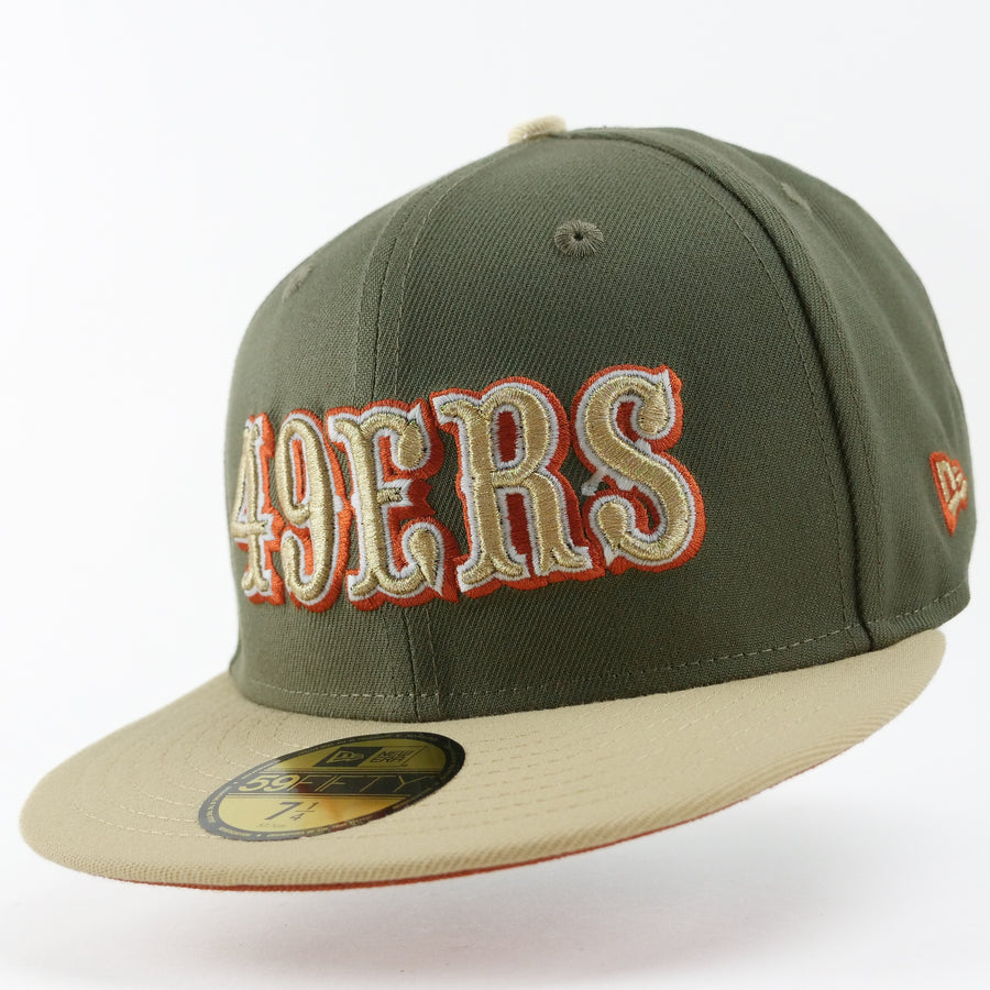 New Era Fitted Custom Exclusive San Francisco 49ers Olive Drab (Super Bowl Back 2 Back Champions 1988-1989)