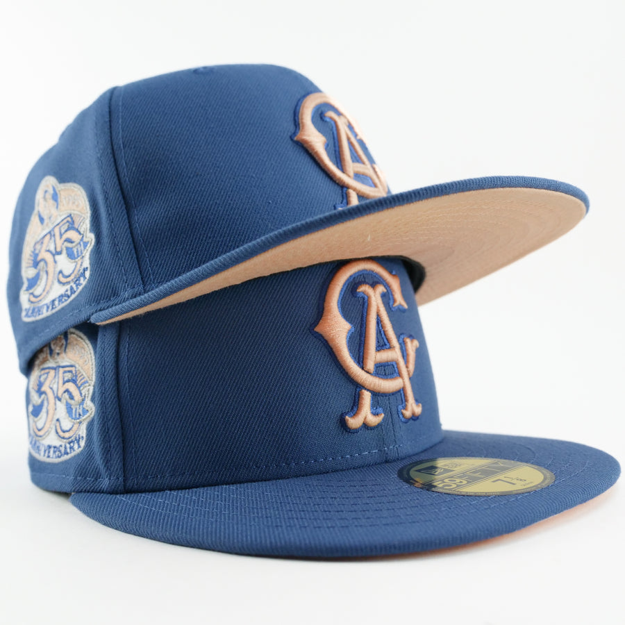 New Era Custom Exclusive Fitted California Angels Flint Blue Peach 35th Anniversary Patch