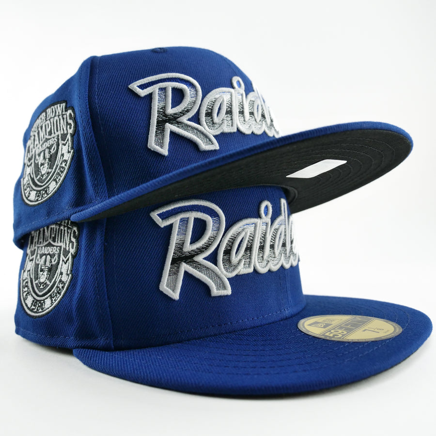 New Era Custom Fitted Exclusive Los Angeles Raiders Hyper Royal Blend (Super Bowl Champions 76-80-83)
