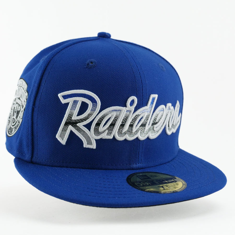 New Era Custom Fitted Exclusive Los Angeles Raiders Hyper Royal Blend (Super Bowl Champions 76-80-83)