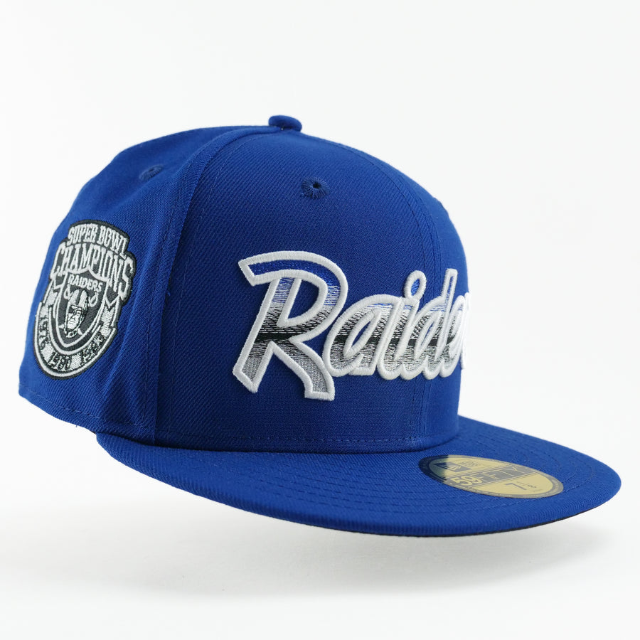 New Era Custom Fitted Exclusive Los Angeles Raiders Hyper Royal Blend (Super Bowl Champions 76-80-83)
