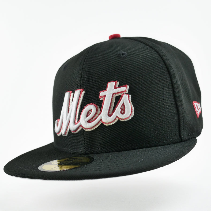 New Era Fitted Custom Exclusive New York Mets Subway Series Black Metallic Red