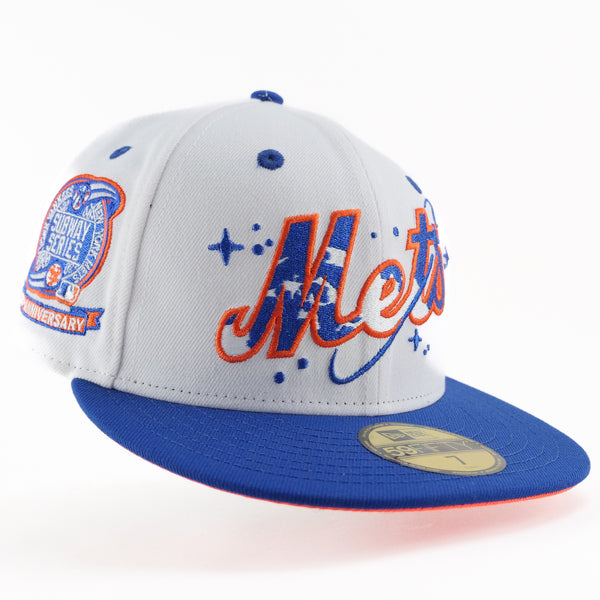 New Era Custom Exclusive Fitted New York Mets Celestial Blue Metallic Thread Subway Series Patch