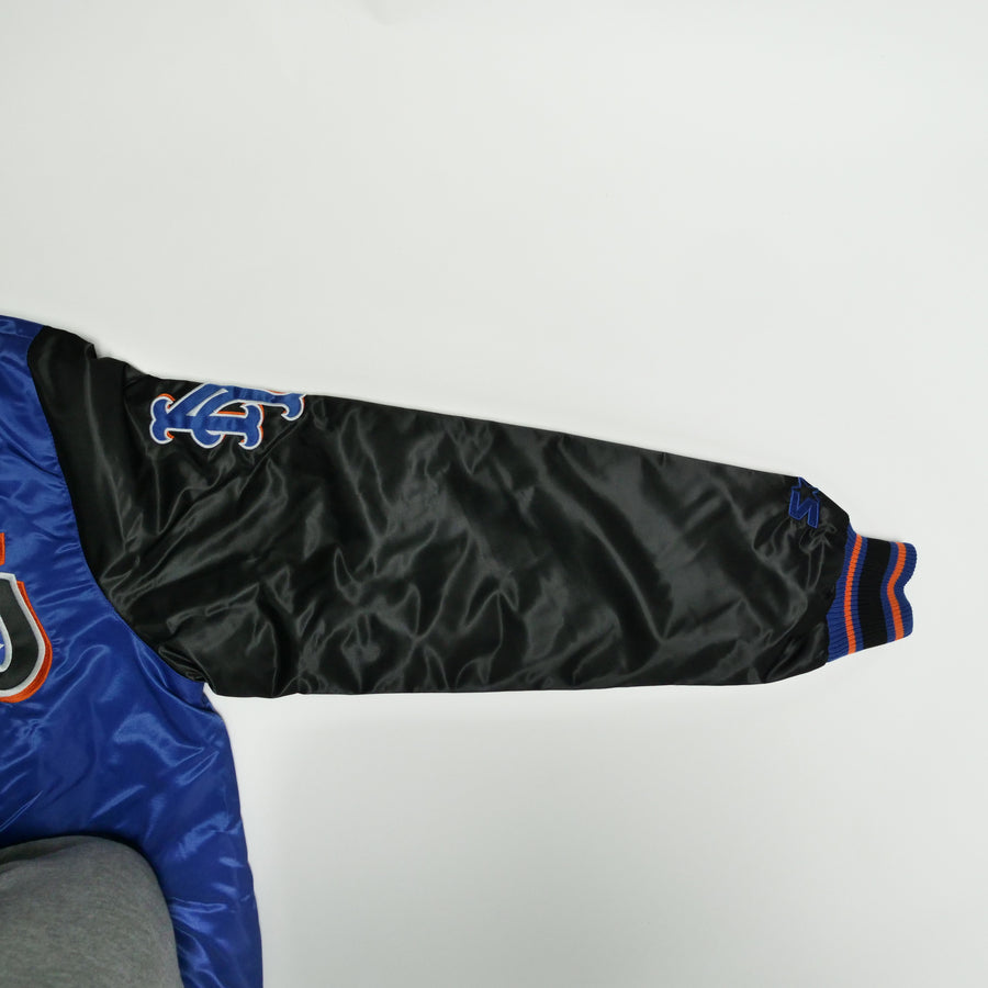 Starter Satin Jacket Custom Exclusive New York Mets (Royal Black White Orange)