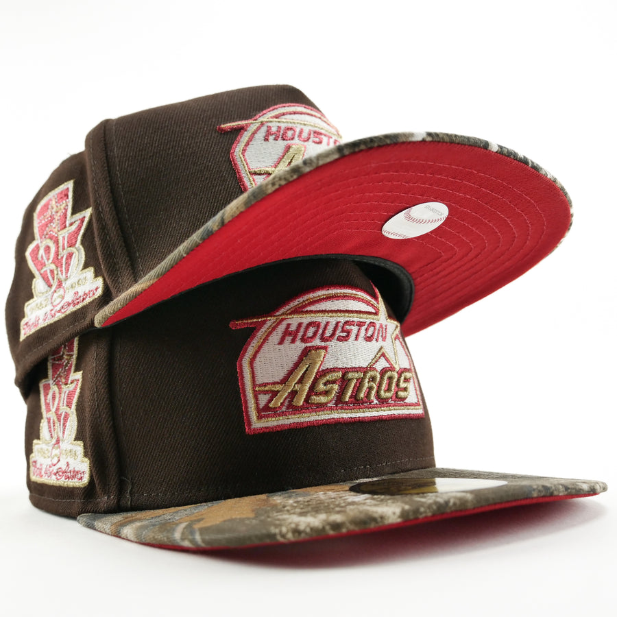 New Era Custom Exclusive A/Frame Fitted Houston Astros Metallic Red & Gold (Real Tree) 35th Anniversary Patch