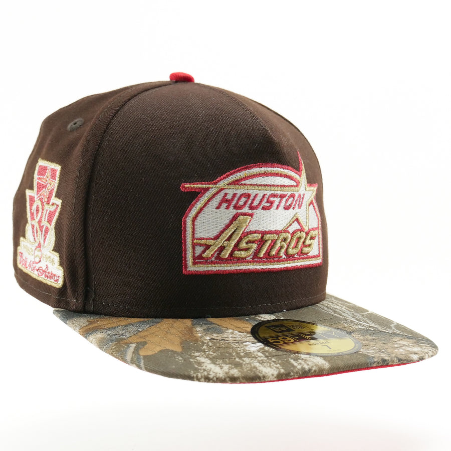 New Era Custom Exclusive A/Frame Fitted Houston Astros Metallic Red & Gold (Real Tree) 35th Anniversary Patch