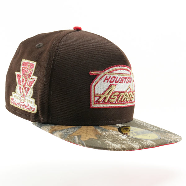 New Era Custom Exclusive A/Frame Fitted Houston Astros Metallic Red & Gold (Real Tree) 35th Anniversary Patch