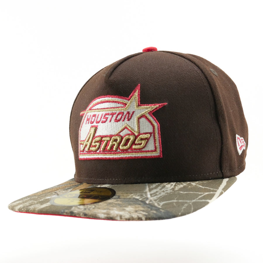 New Era Custom Exclusive A/Frame Fitted Houston Astros Metallic Red & Gold (Real Tree) 35th Anniversary Patch