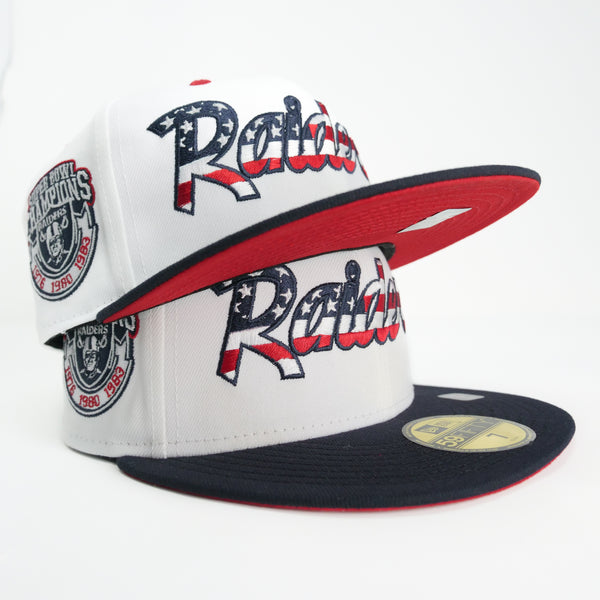 NEW ERA 5950 FITTED NFL CUSTOM EXCLUSIVE LOS ANGELES RAIDERS (AMERICANA) SUBERBOWL CHAMPIONS 76,80,83