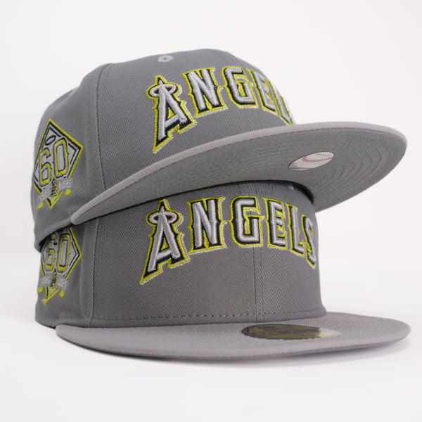 New Era Custom Exclusive Fitted Anaheim Angels 60th Anniversary Patch (Storm Gray Metallic Silver Volt Lime)