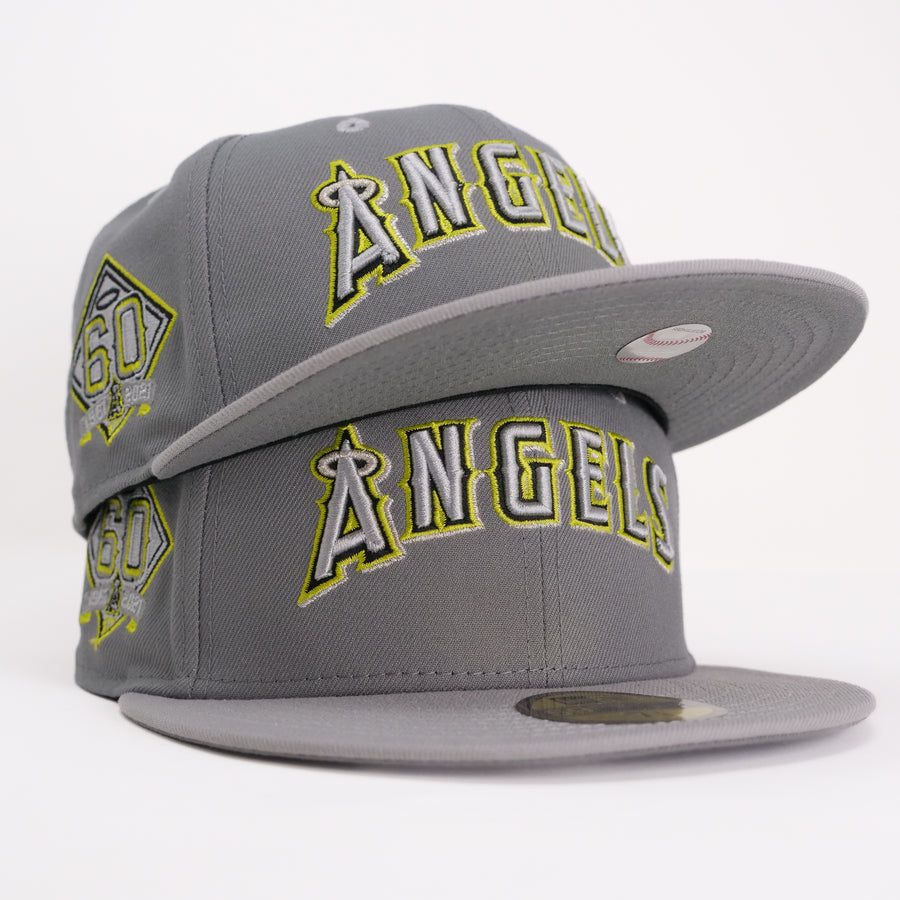 New Era Custom Exclusive Fitted Anaheim Angels 60th Anniversary Patch (Storm Gray Metallic Silver Volt Lime)