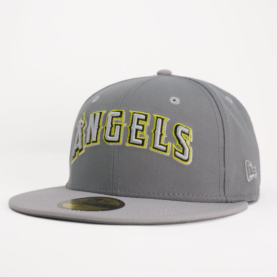 New Era Custom Exclusive Fitted Anaheim Angels 60th Anniversary Patch (Storm Gray Metallic Silver Volt Lime)