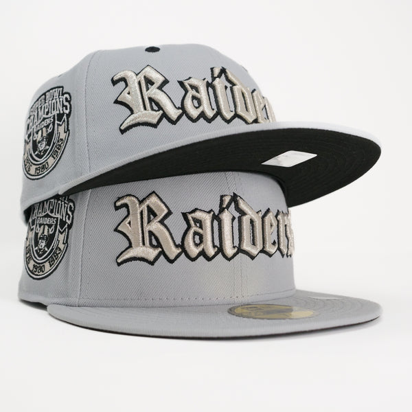 New Era Custom Exclusive Fitted Los Angeles Raiders Gray Metallic Silver Super Bowl Champions 76,80,83